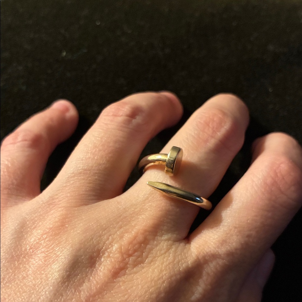 Gold-Tone Silver Nail Ring